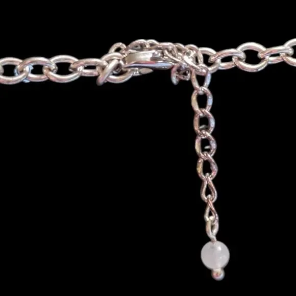 Pink Stone Statement Necklace with Gold Tone Setting Adjustable Chain - Picture 4 of 4